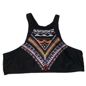Black Tribal Swimsuit Top